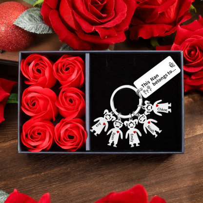 5 Names - Personalised Keychain with Kid Charms Engraved Names Keychain Mother's Day Gift for Mum/Nan-Jessemade AU