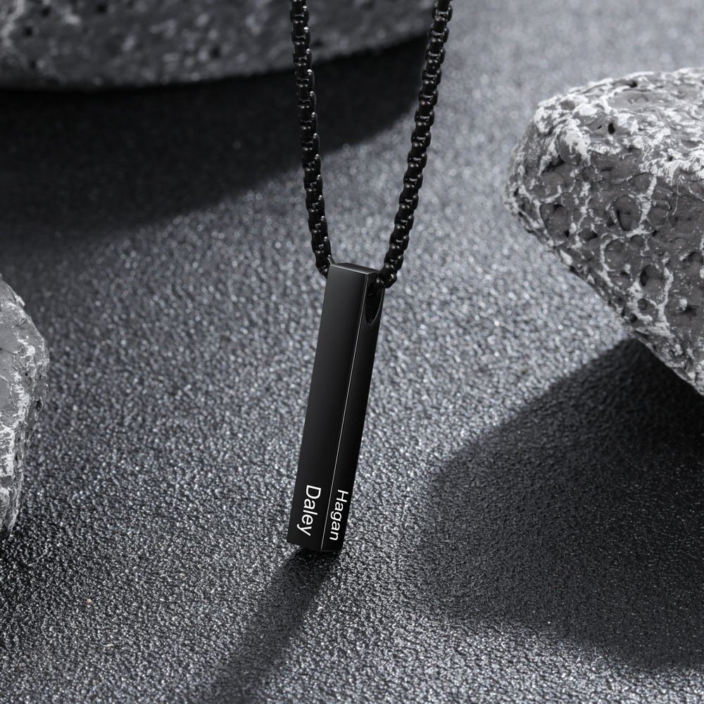 Personalised 3D Bar Necklace 4 Side Vertical Bar Necklace For Her-Jessemade AU