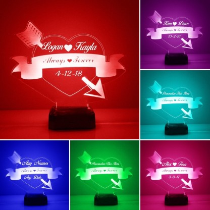 Personalised 7 Colours Changing Night Light Custom Name LED Lamp Gifts For Couple-Jessemade AU
