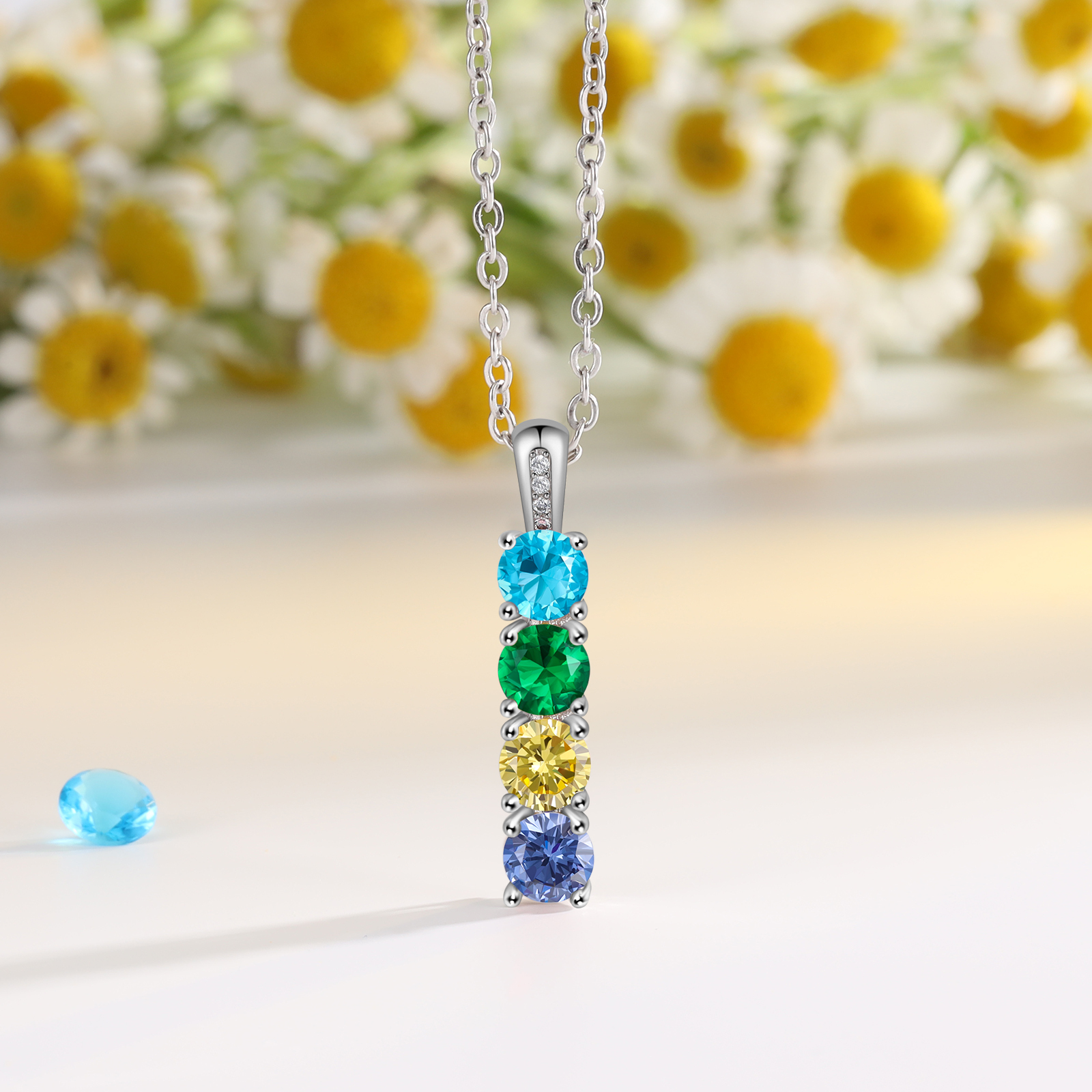 Family Birthstone Necklace Personalised 4 Stones Family Tribal Necklace for Her-Jessemade AU