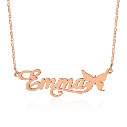 Butterfly Name Necklace Personalised One Name Necklaces Gift for Children-Jessemade AU