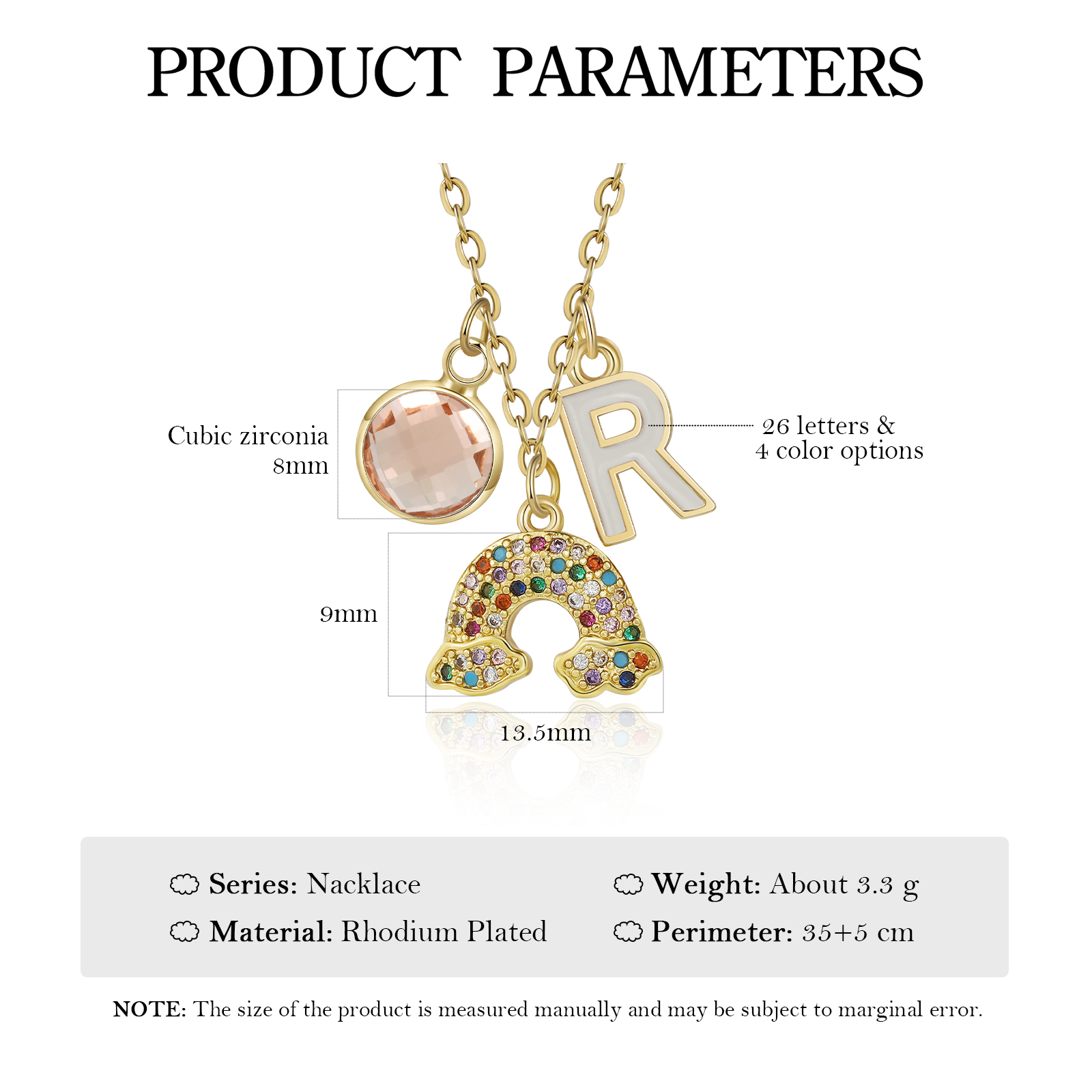 Personalised Rainbow Necklace Custom Birthstone and Initial Kid's Necklace-Jessemade AU