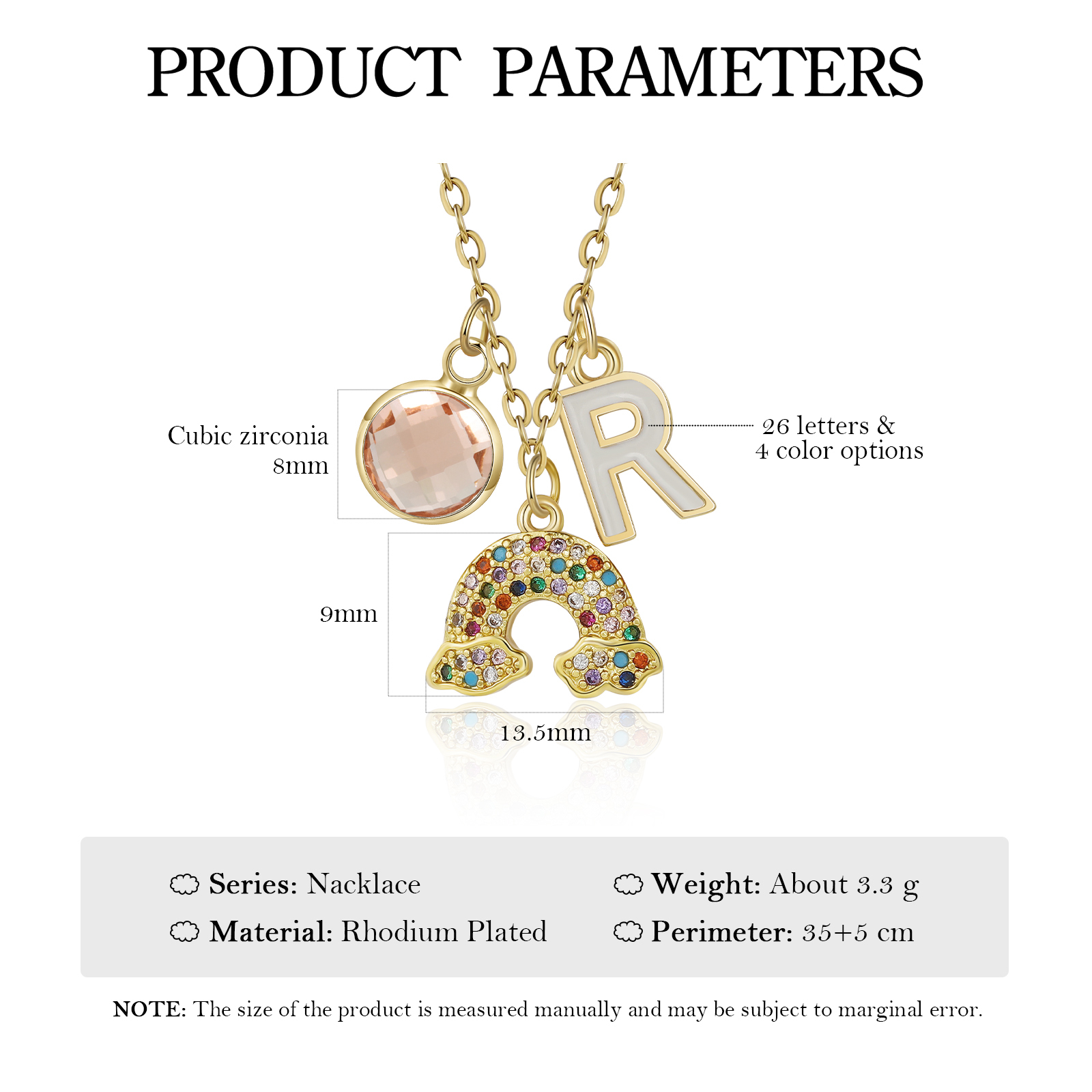Personalised Rainbow Necklace Custom Birthstone and Initial Kid's Necklace-Jessemade AU