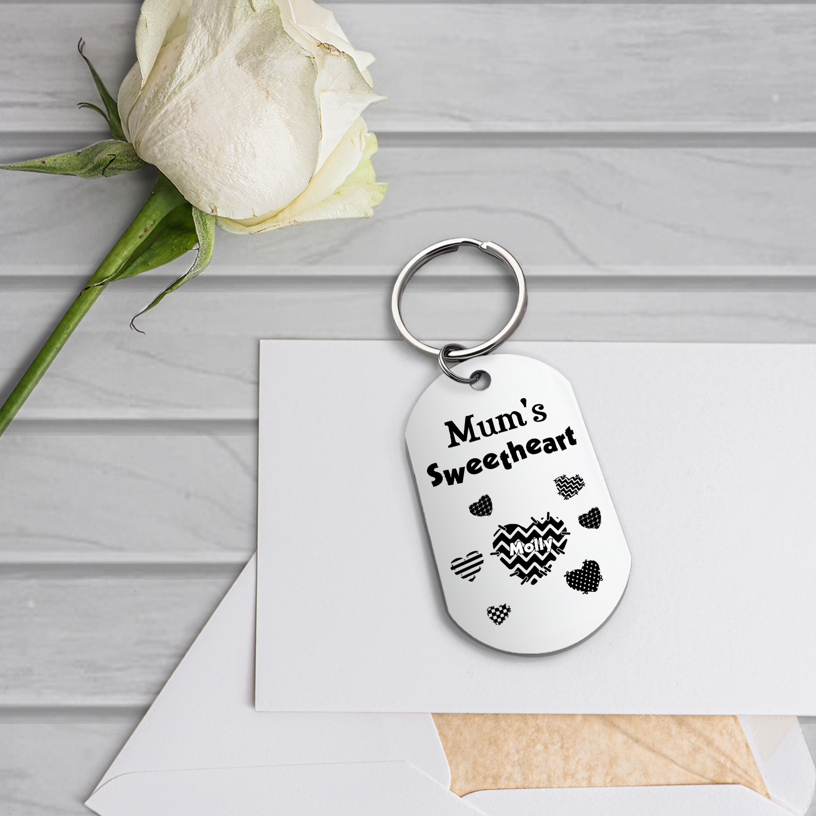 Personalised 1 Name Keychain Hearts Family Keychain Mother's Day Gift - Mum's Sweetheart-Jessemade AU