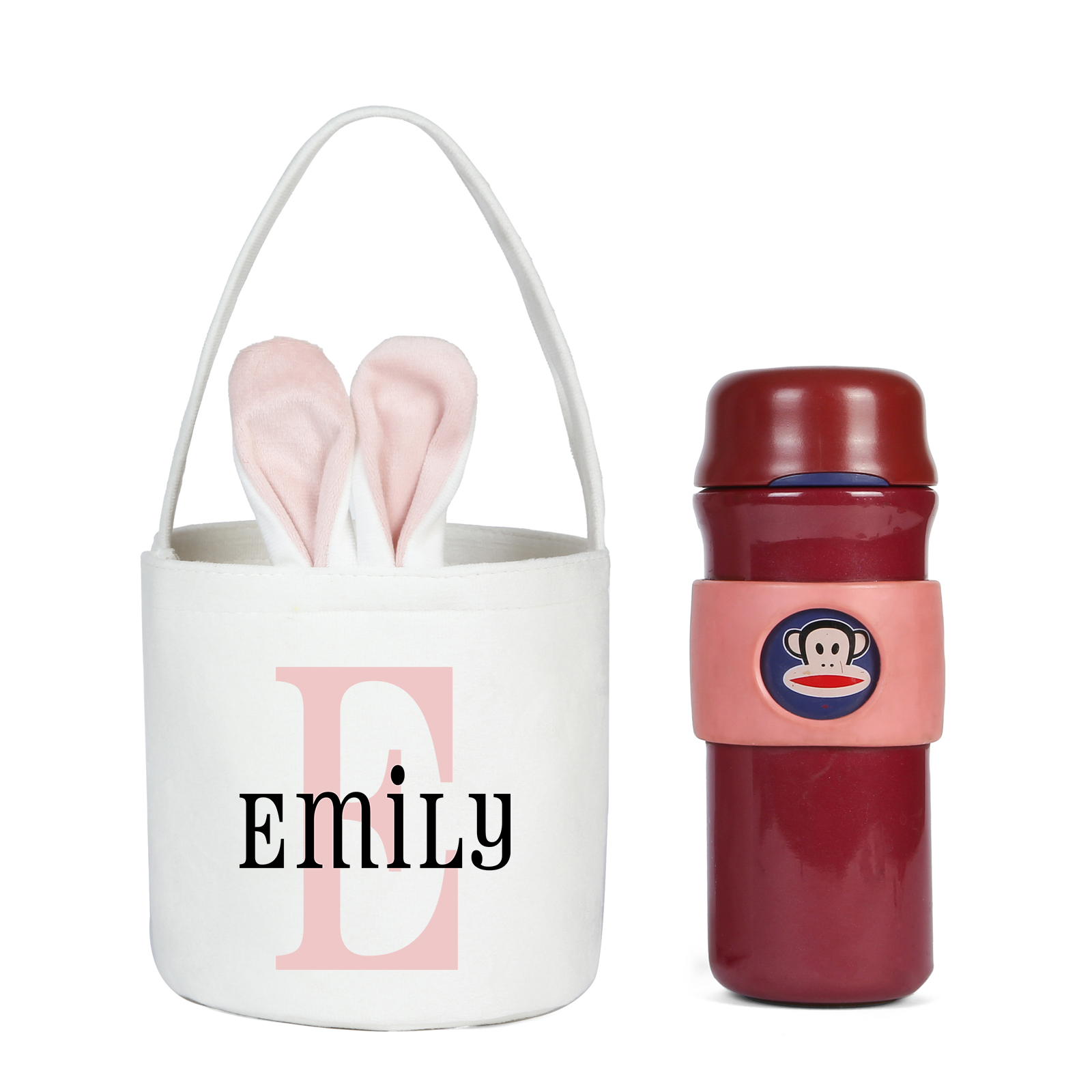 Personalised Bunny Tote Bag Custom Name & Letter Bunny Basket Bucket Bag Easter Gifts-Jessemade AU