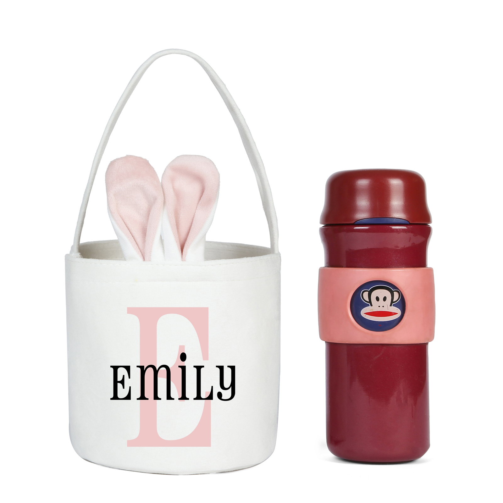 Personalised Bunny Tote Bag Custom Name & Letter Bunny Basket Bucket Bag Easter Gifts-Jessemade AU
