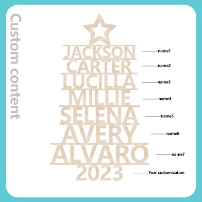 7 Names - Personalised Christmas Tree Ornaments Customised Name Xmas Wooden Decor Gifts for Family Friends-Jessemade AU