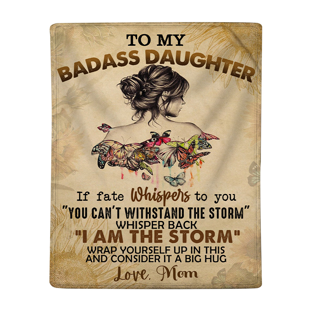 To My Badass Daughter Blanket Customised Text Flannel Blanket -Jessemade AU