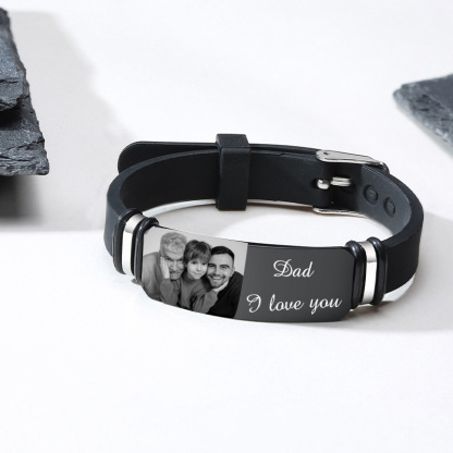Personalised Photo Bracelet Custom ID Bar Men's Bracelet Bangle Gifts For Him-Jessemade AU