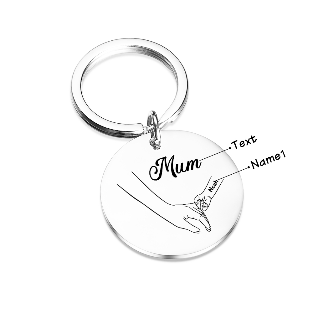 1 Name - Personalised Text Keychain Holding Hands Keychain Mother's Day Gifts For Grandma/Mother-Jessemade AU