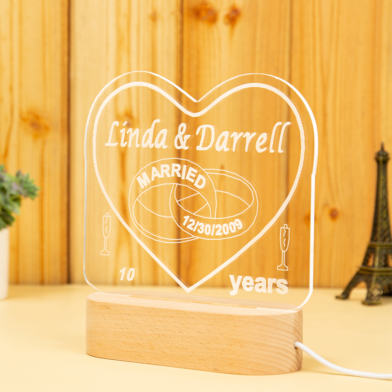 Personalised Heart Name Night Light-Jessemade AU