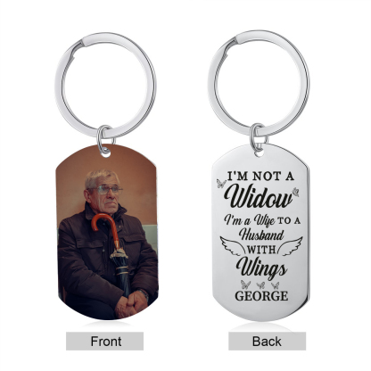 Memorial Photo Keychain Custom Name Keyring Personalised Keychains -  I'm Not A Widow, I'm A Wife To A Husband With Wings-Jessemade AU