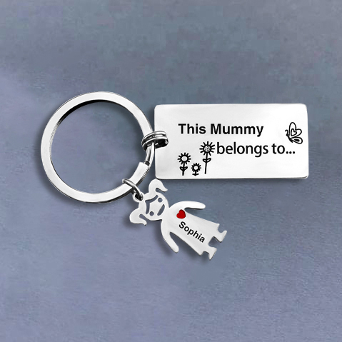 Personalised Family Keychain with 1 Kid Charm Engrave Name-Jessemade AU
