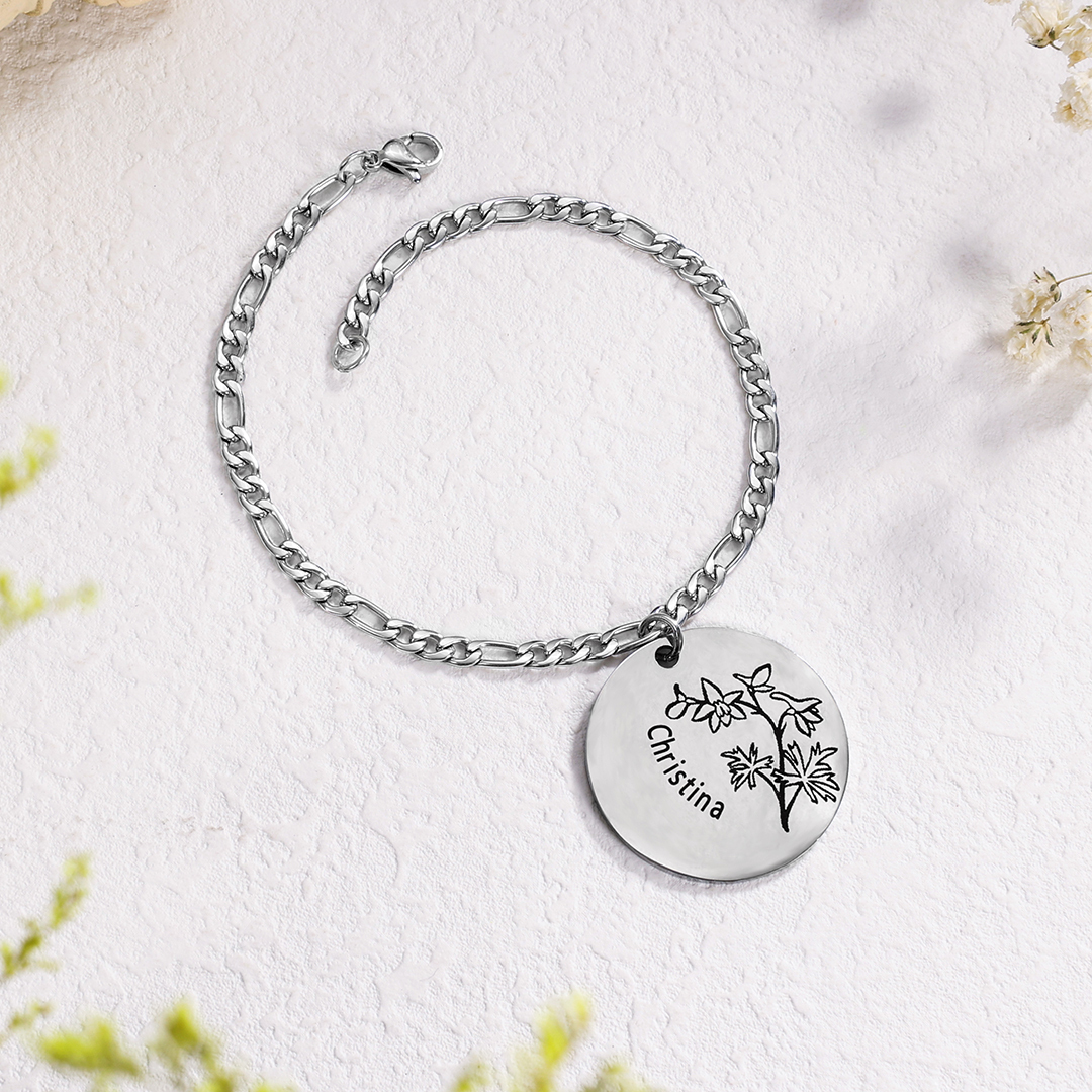 Personalised Photo Bracelet Custom  Birthflower Bracelet Memorial Gifts For Her-Jessemade AU
