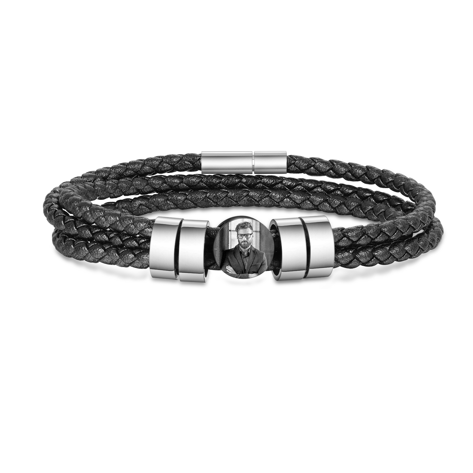 Personalised Photo Bracelet with 4 Names Leather Bracelet Beaded Wrap Bracelet-Jessemade AU