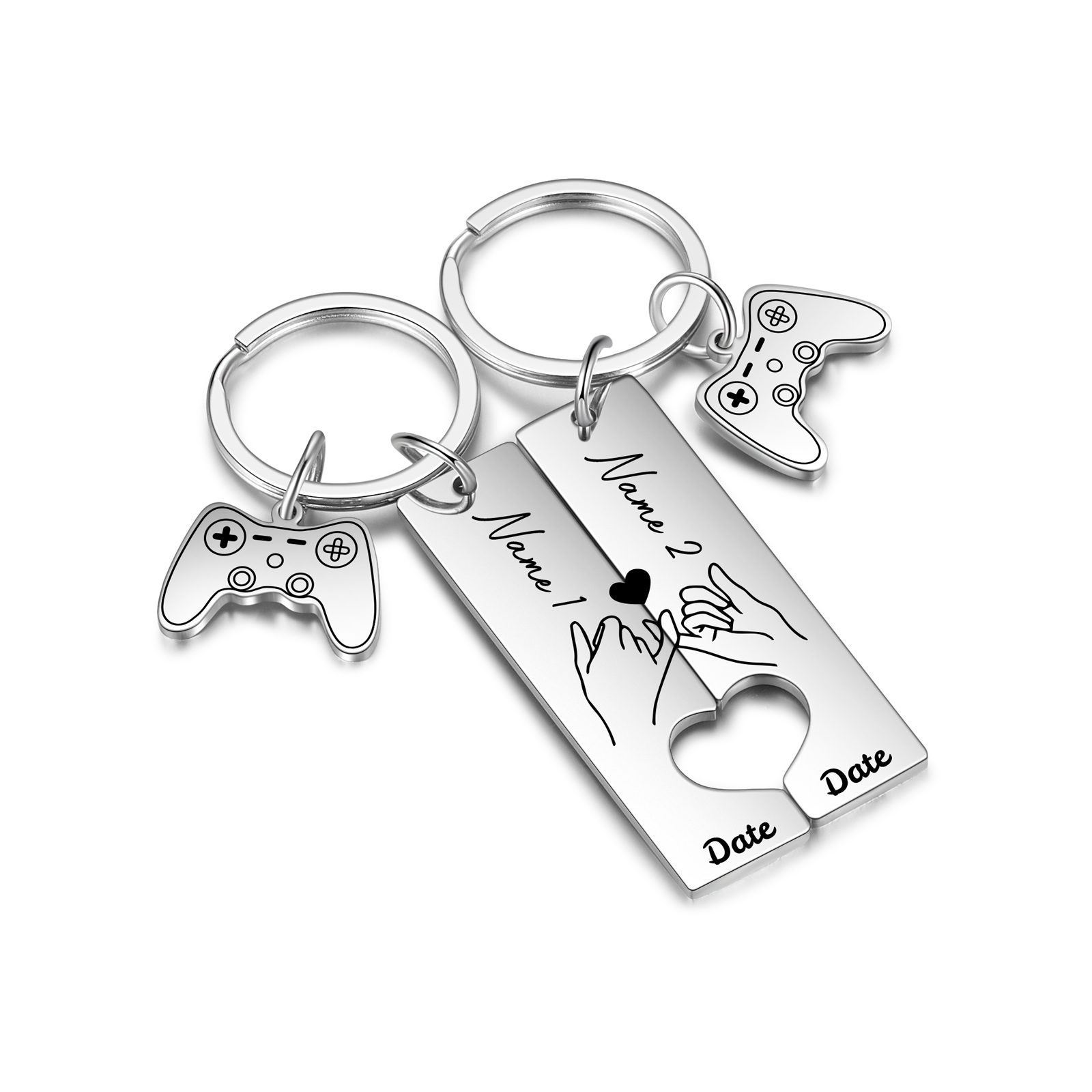 Personalised Couple Keychain Custom 2 Names & Date Keyring Game Console Valentine's Day Gift for Him/Her-Jessemade AU