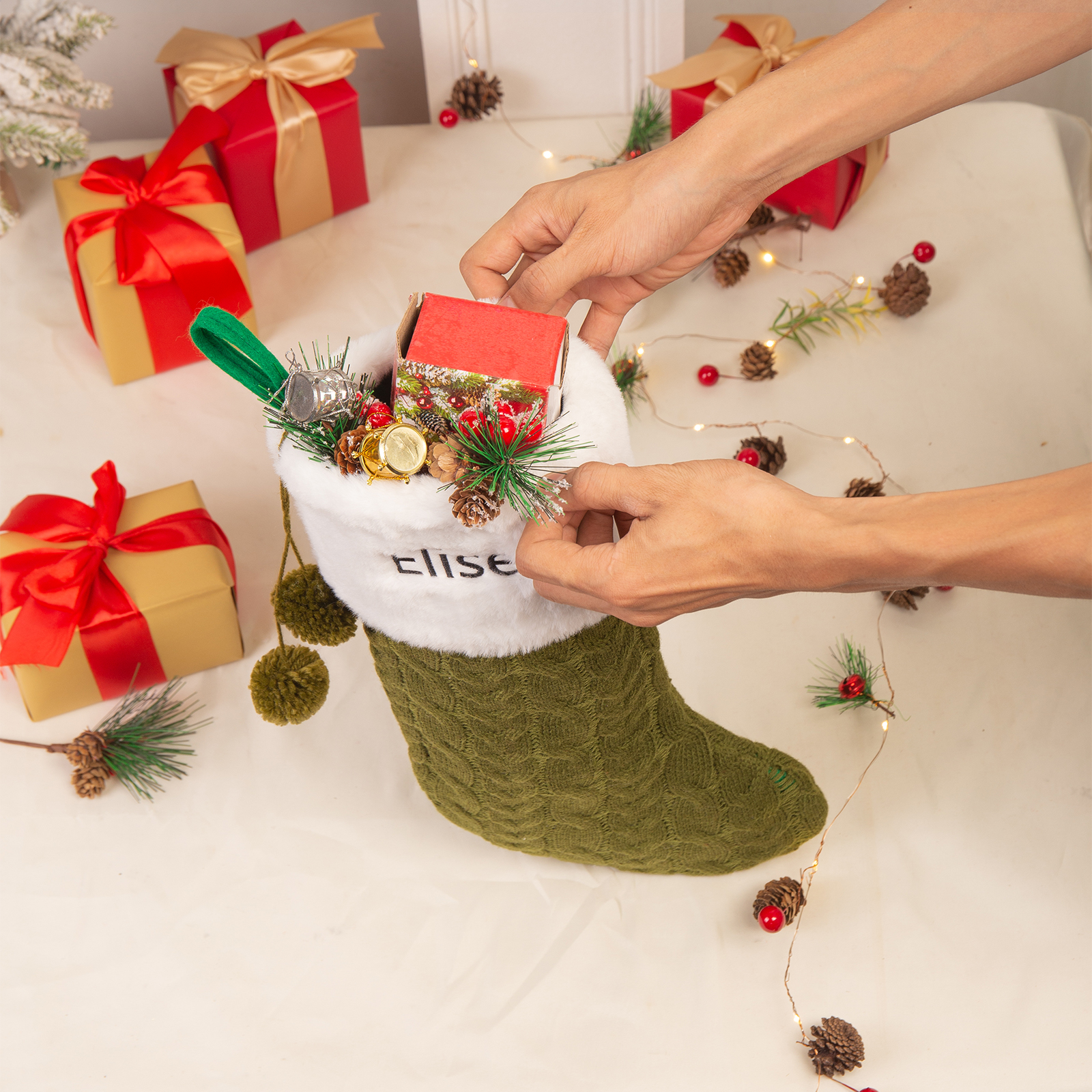 Personalised Christmas Fireplace Decor Customised 1 Name Christmas Stocking Gift for Family and Friends-Jessemade AU