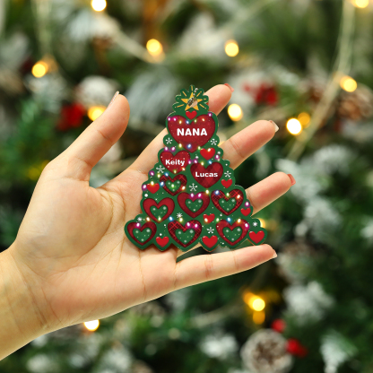 2 Names - Personalised Christmas Tree Ornament Customised Name & Text Acrylic Love Hanging Ornaments Gift for Family-Jessemade AU