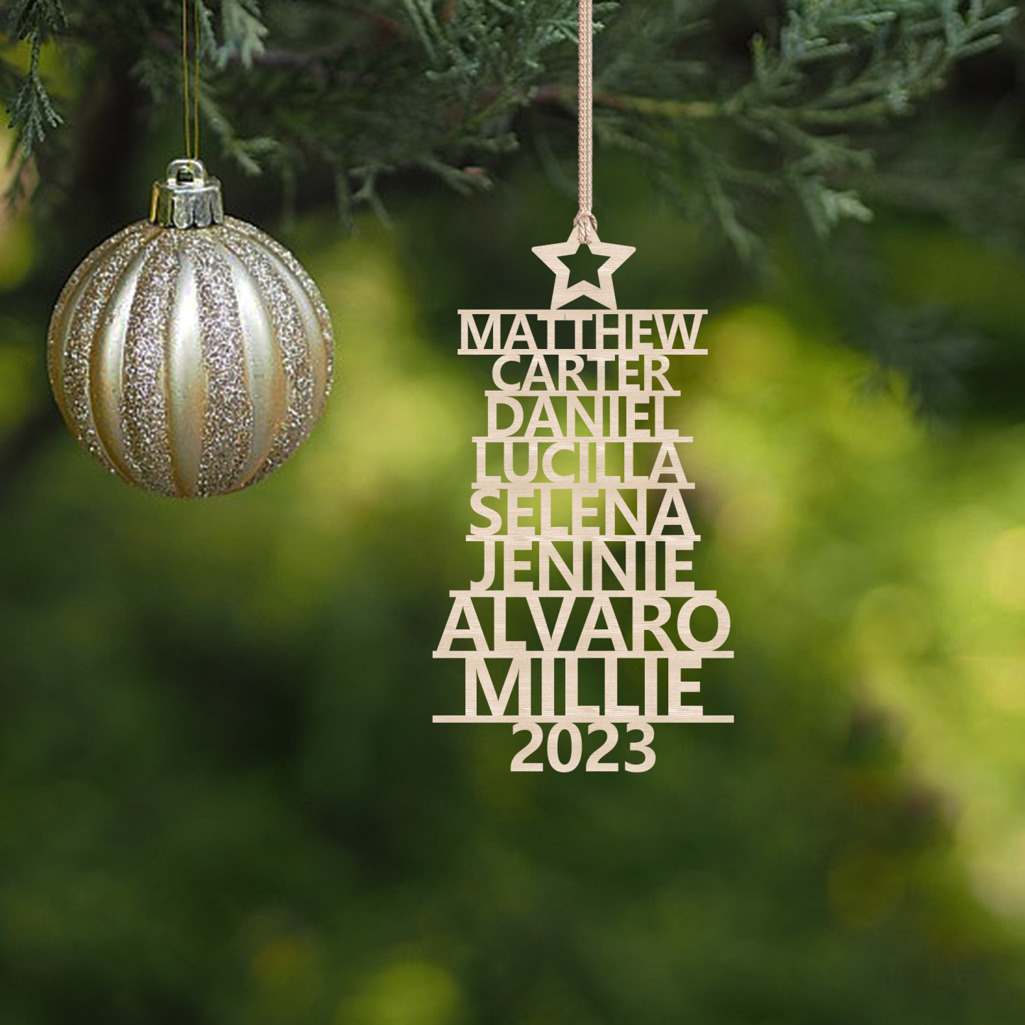8 Names - Personalised Christmas Tree Ornaments Customised Name Xmas Wooden Decor Gifts for Family Friends-Jessemade AU
