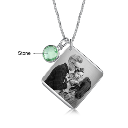 Personalised Calendar Tag Necklace With Birthstone Custom 1 Photo Gifts For Her-Jessemade AU