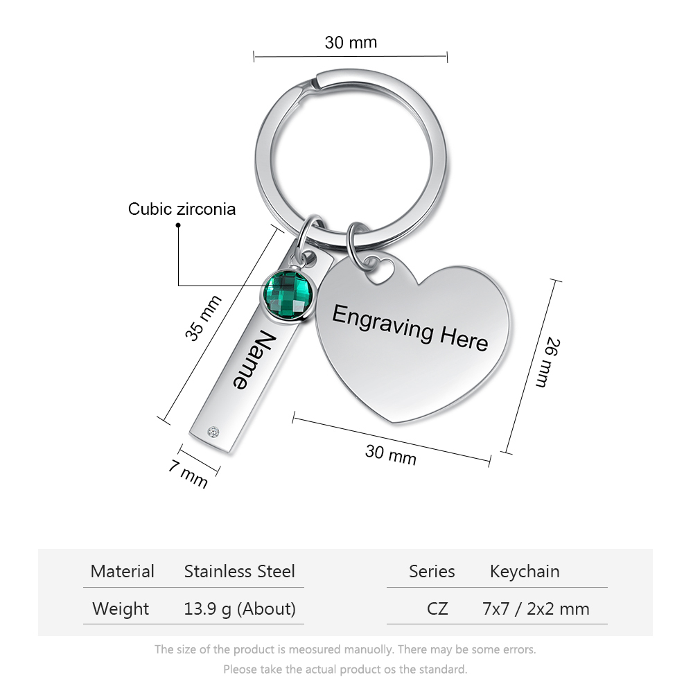 Personalised Birthstone Keychain Engraved 1 Names Keychain Gifts For Her-Jessemade AU