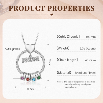 4 Names - Personalised Nana Necklace Custom Names & Birthstones Circle Pendant Necklace Gift for Grandma Nana-Jessemade AU