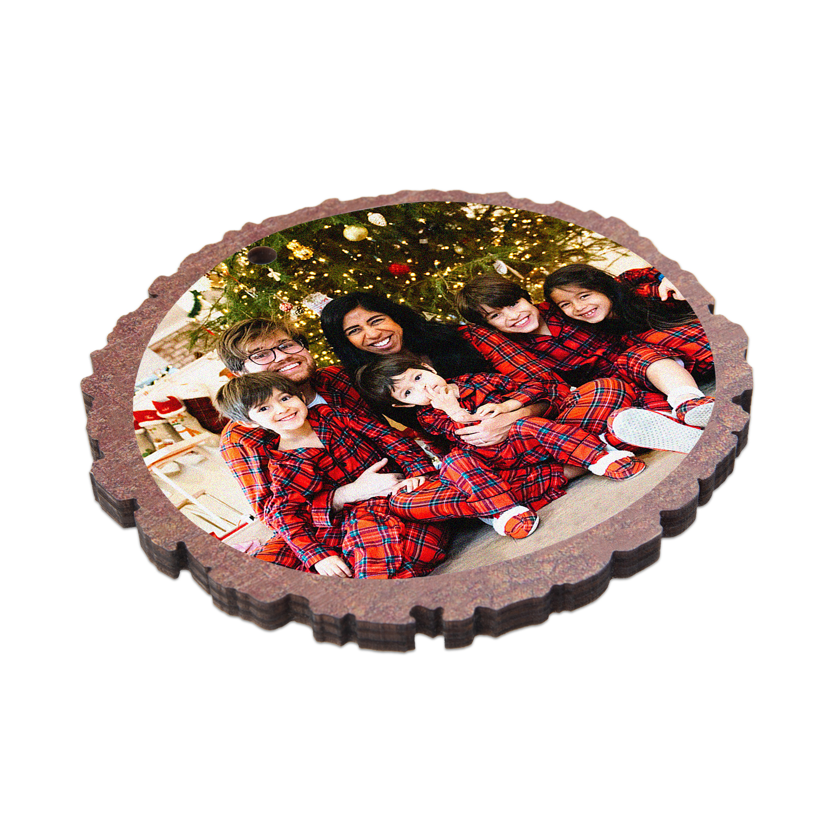 Christmas Round Ornament Custom Photo Wooden Family Ornament-Jessemade AU