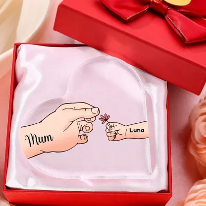 2 Names - Personalised Acrylic Heart Keepsake Handing Flowers to Mother Ornaments Gifts for Grandma/Mother-Jessemade AU