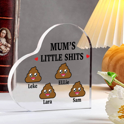 4 Names - Personalised Acrylic Heart Keepsake Custom Name Ornaments Mother's Day Funny Gifts for Mum-Jessemade AU