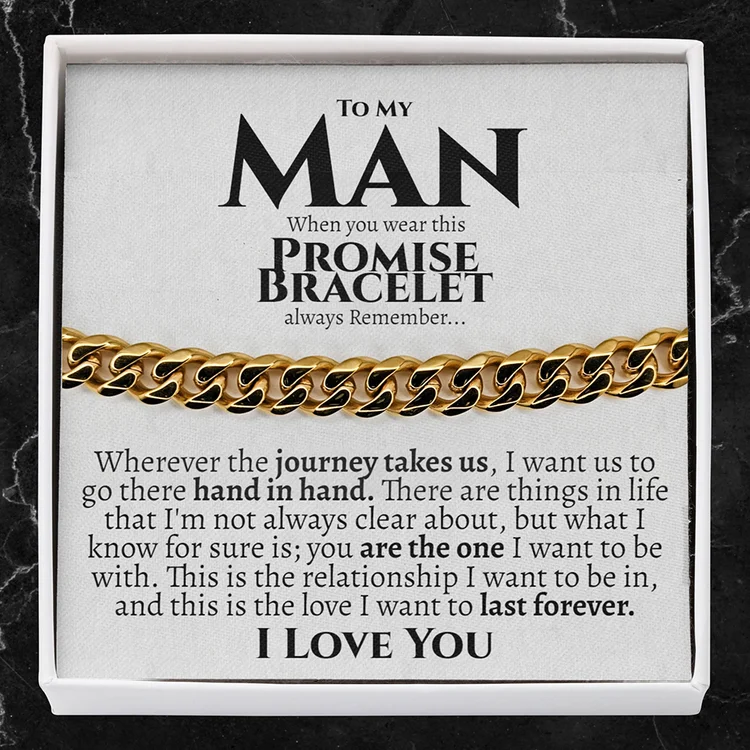 To My Man I LOVE YOU Cuban Chain Bracelet Stainless Steel Bracelet Romantic Gift
