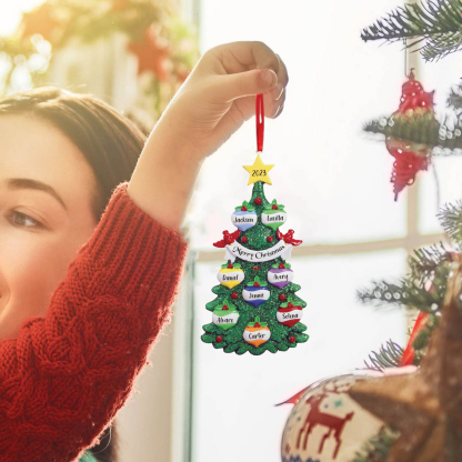 8 Names - Personalised Christmas Tree Ornaments Custom Text & Year Wooden Christmas Pendant Gifts for Family Friends-Jessemade AU