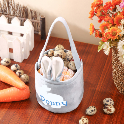 Personalised Bunny Tote Bag Customised with Name Bunny Basket Bucket Bag Easter Gifts-Jessemade AU
