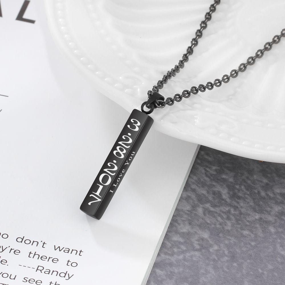 Personalised 4 Sides 3D  Vertical Bar Necklace-Jessemade AU