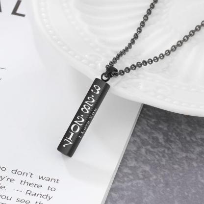 Personalised 4 Sides 3D  Vertical Bar Necklace-Jessemade AU
