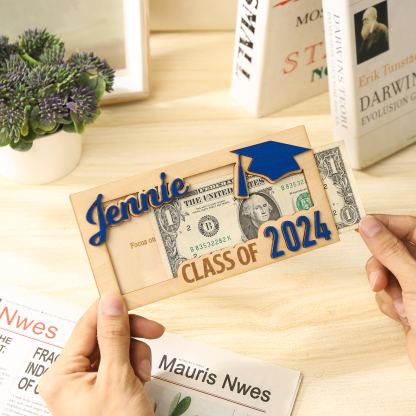 Class of 2024 Personalised Graduation Cash Clip Custom Name & Text Cash Box Creative Gifts for Her/Him-Jessemade AU