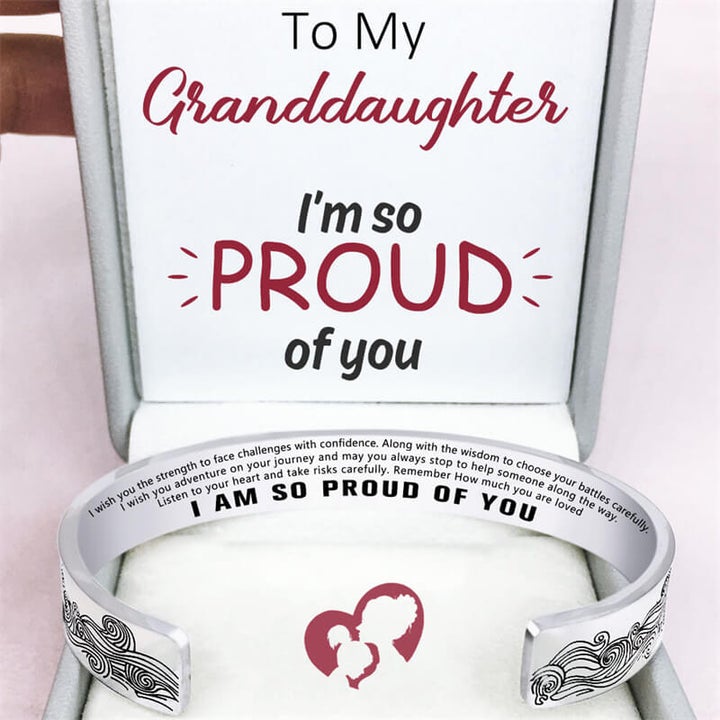 To My Granddaughter, Remember How much you are loved, Cuff Bangle Bracelet Gifts For Her-Jessemade AU