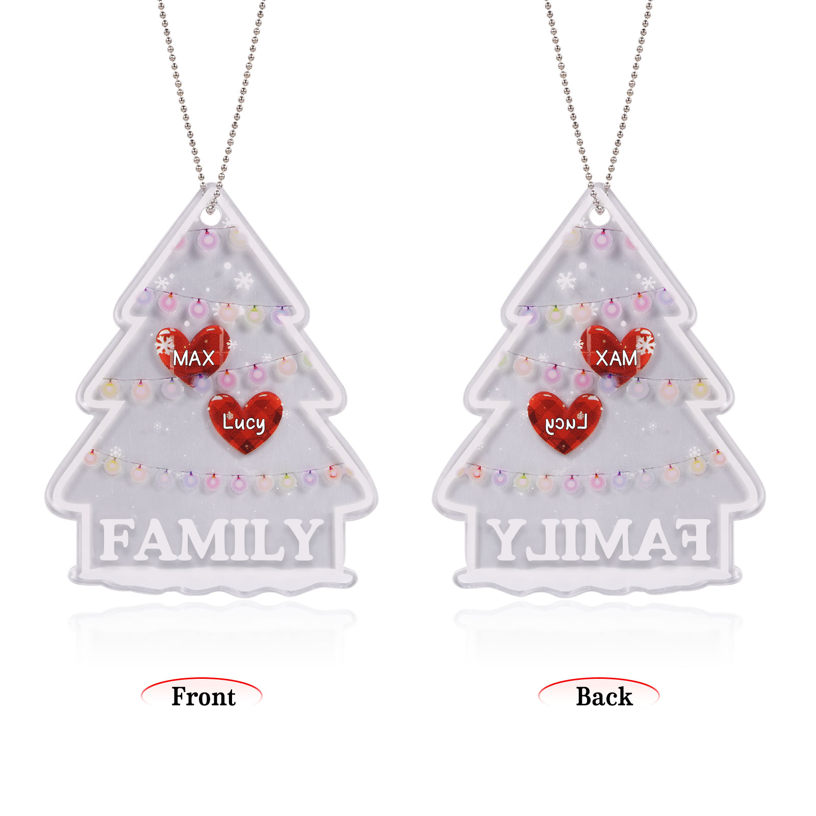 2 Names - Personalised Acrylic Christmas Ornaments Customised Text & Name Xmas Pendant Gifts for Family Friends-Jessemade AU