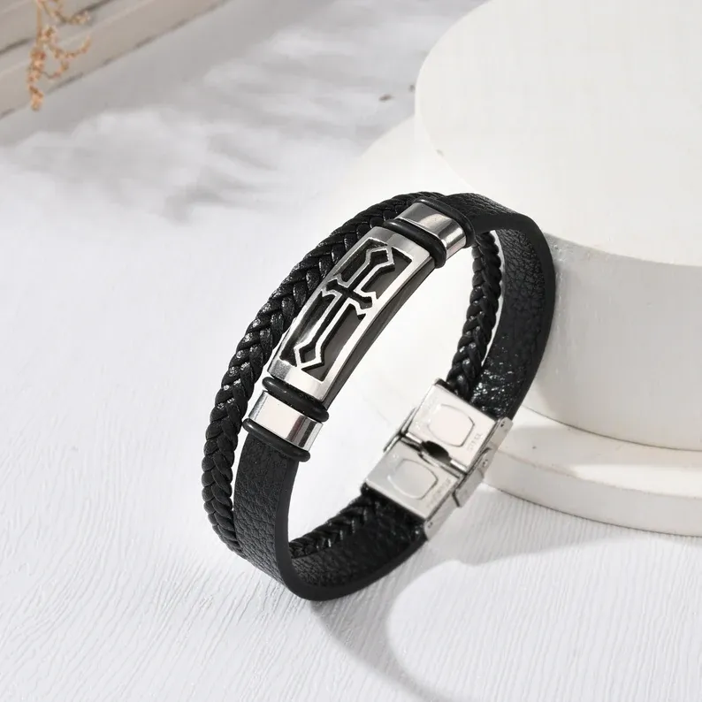 Braided Leather Bracelet with Message Card Inspirational Men's Bracelet for Him-Jessemade AU