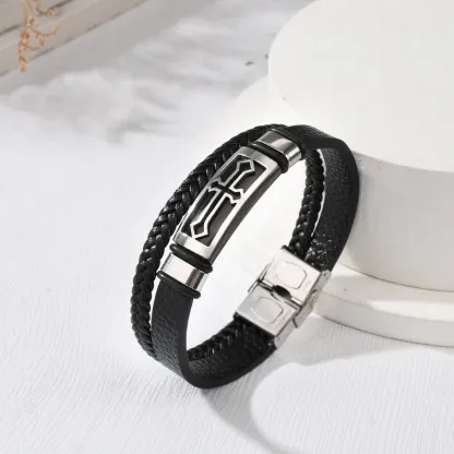 Braided Leather Bracelet with Message Card Inspirational Men's Bracelet for Him-Jessemade AU
