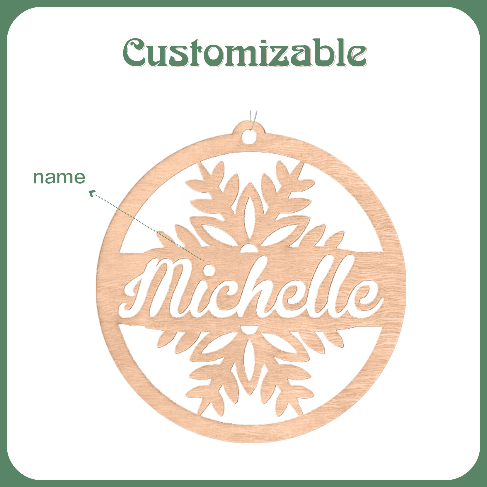 Customised Name Christmas Ornaments Snowflake Circle Ornament Personalised Gifts for Family Friends-Jessemade AU