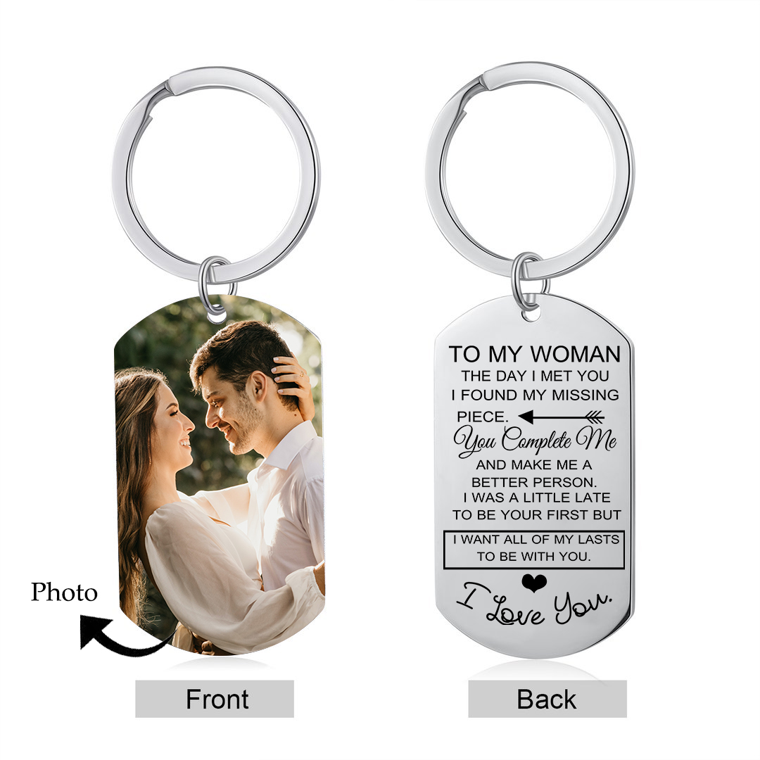 To My Man/Woman Custom Photo Keyring Couple Keychain Stainless Steel Keychain Valentine's Day Gift for Couples-Jessemade AU