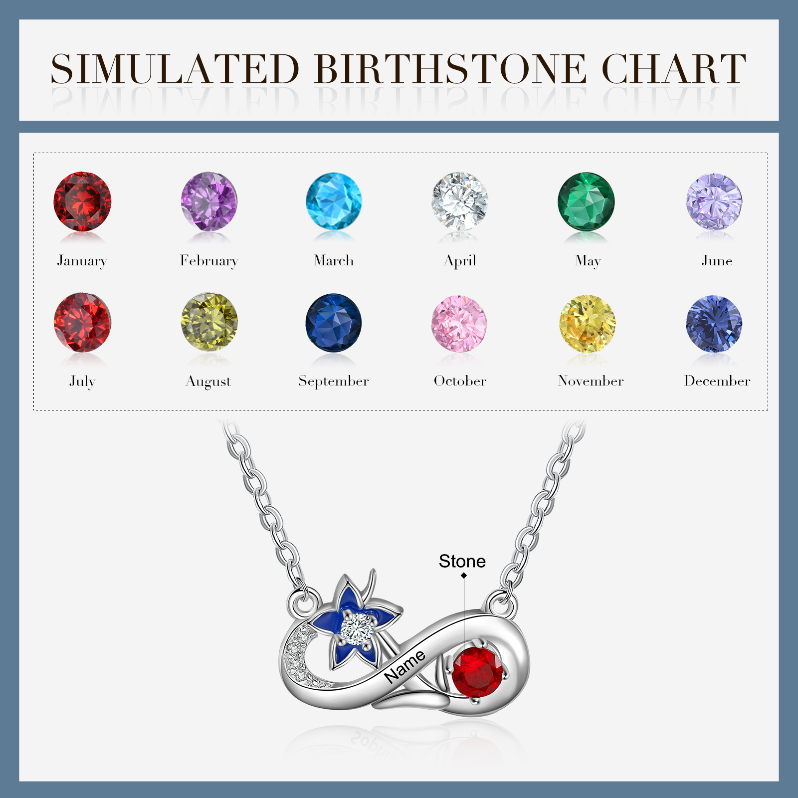 Personalised July Birthflower Necklace With Birthstone Gift For Women-Jessemade AU