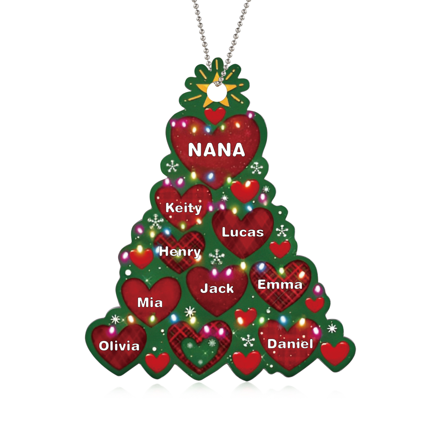 8 Names - Personalised Christmas Tree Ornament Customised Name & Text Acrylic Love Hanging Ornaments Gift for Family-Jessemade AU