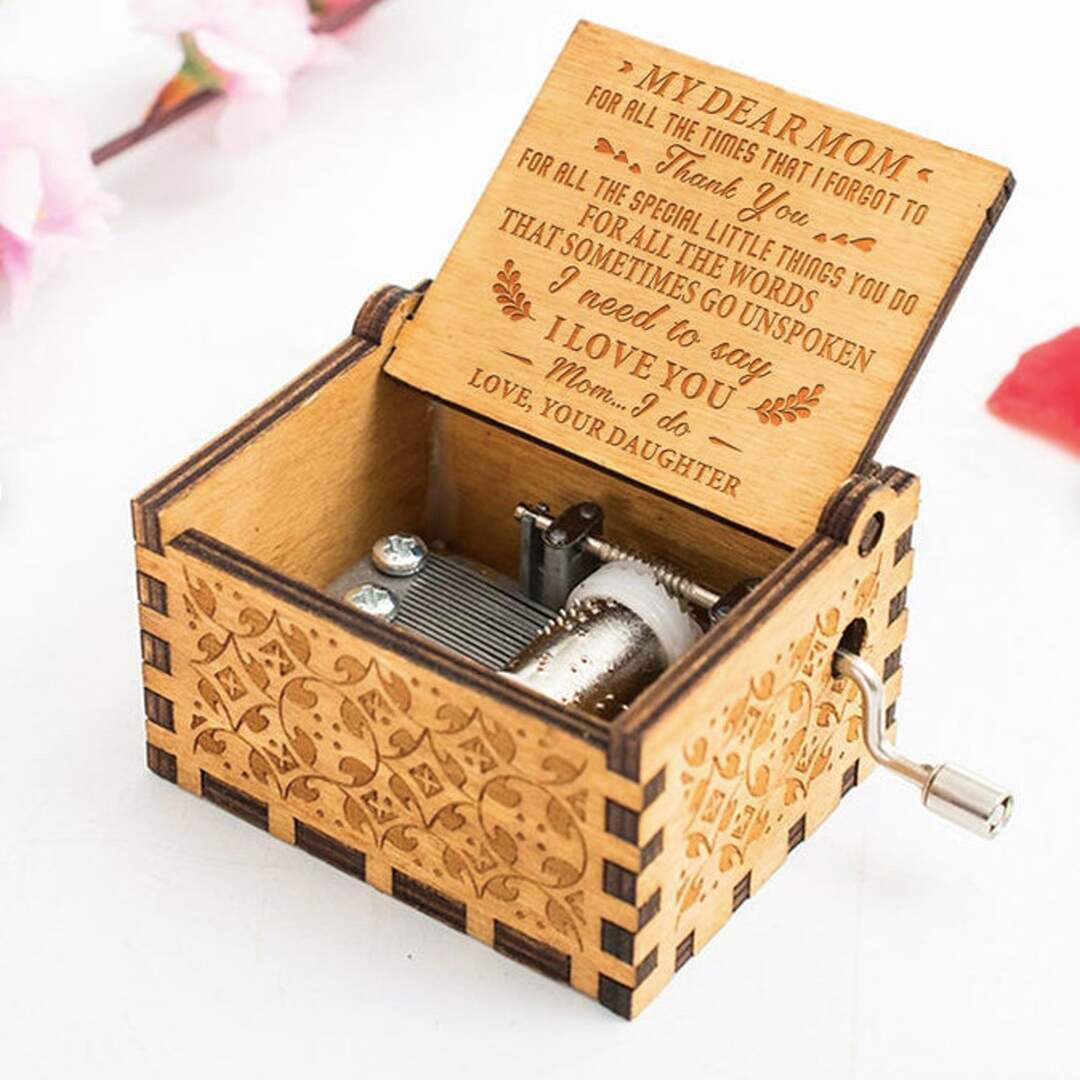 To My Dear Mom-Exquisite Wooden Music Box From Son To Mom-Jessemade AU