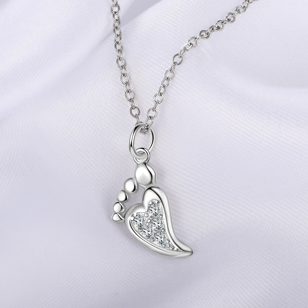 Personalised Baby Foot Necklace With 1 Birthstone Engraved Names Gift For Women-Jessemade AU