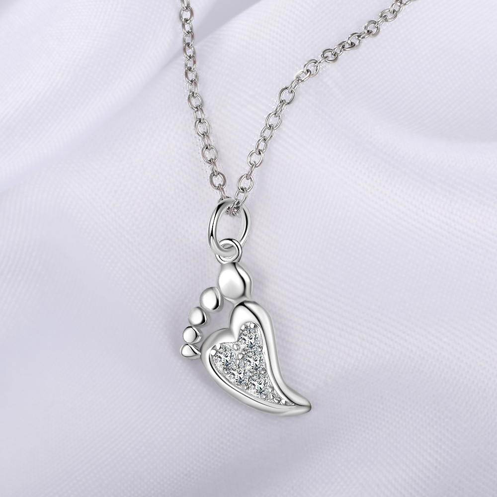 Personalised Baby Foot Necklace With 1 Birthstone Engraved Names Gift For Women-Jessemade AU