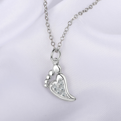 Personalised Baby Foot Necklace With 1 Birthstone Engraved Names Gift For Women-Jessemade AU