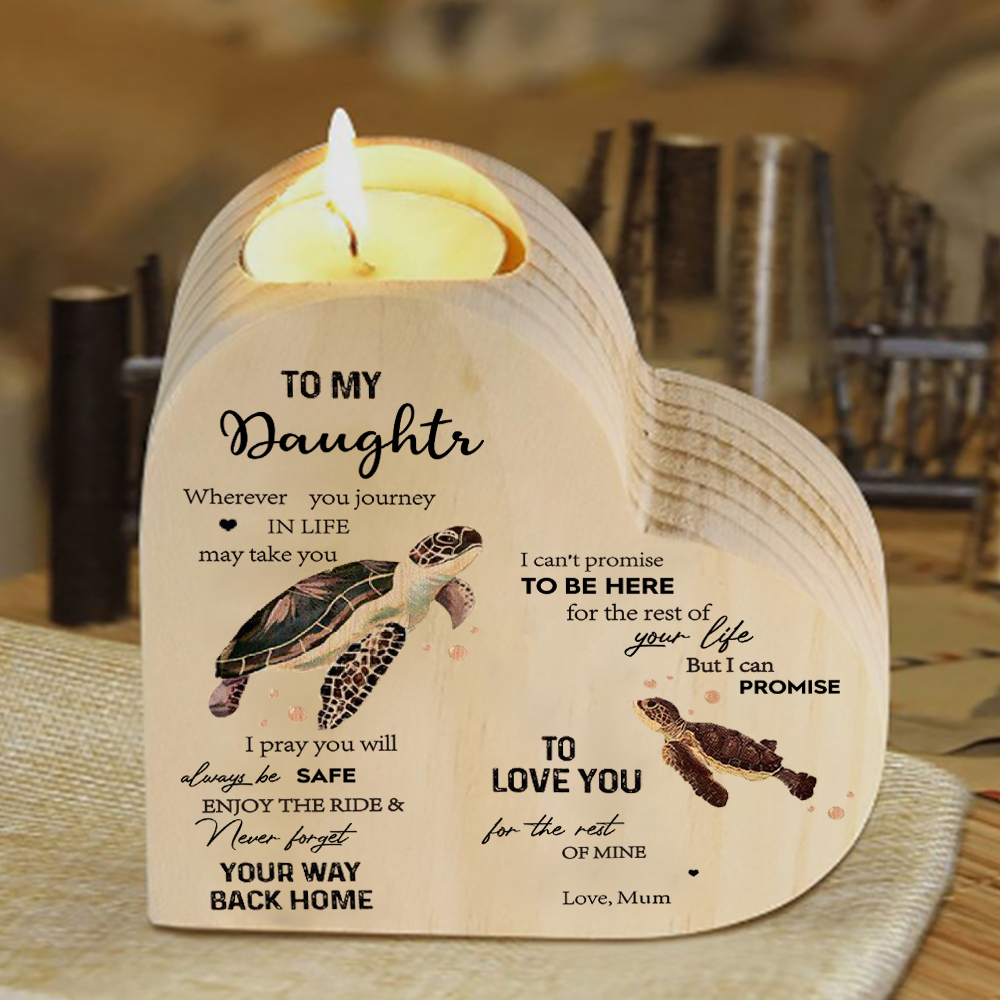 To My Daughter Wooden Heart Candle Holder "love you for the rest of mine"-Jessemade AU