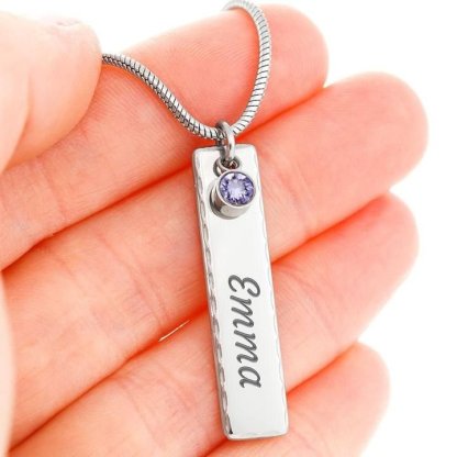 Personalised Bar Necklace With 1 Birthstone Bar Necklace For Mother-Jessemade AU