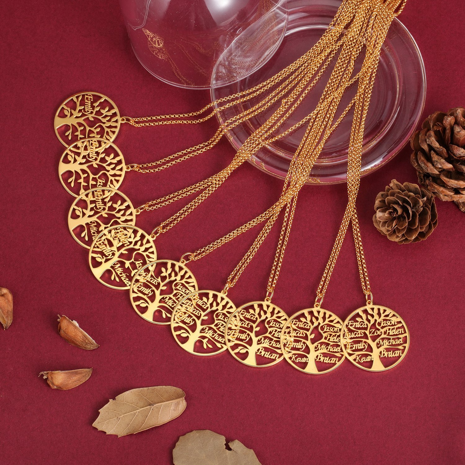 Personalised Family Tree Name Necklace Custom 7 Names Name Necklace-Jessemade AU